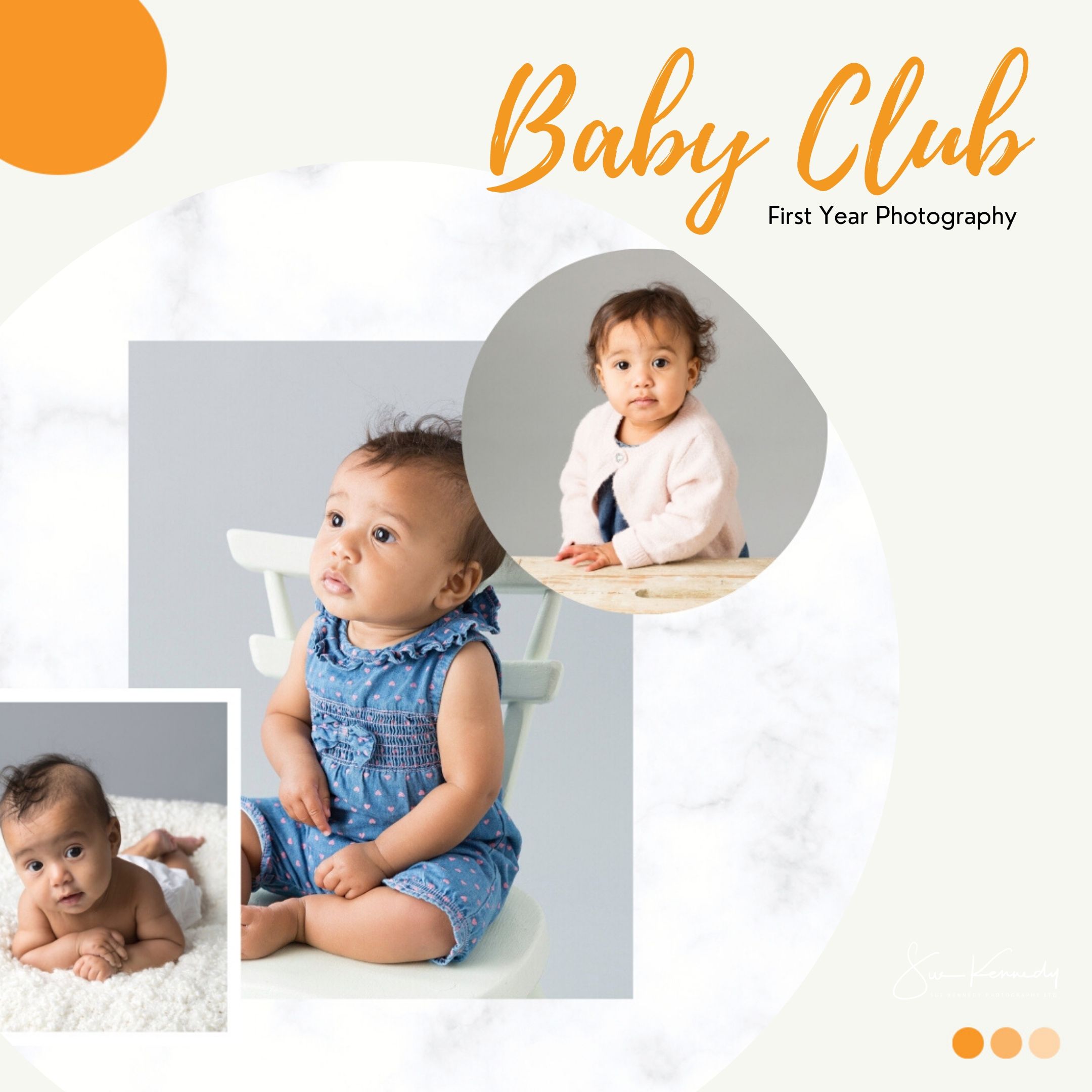 baby milestone photography graphic showing baby at three ages