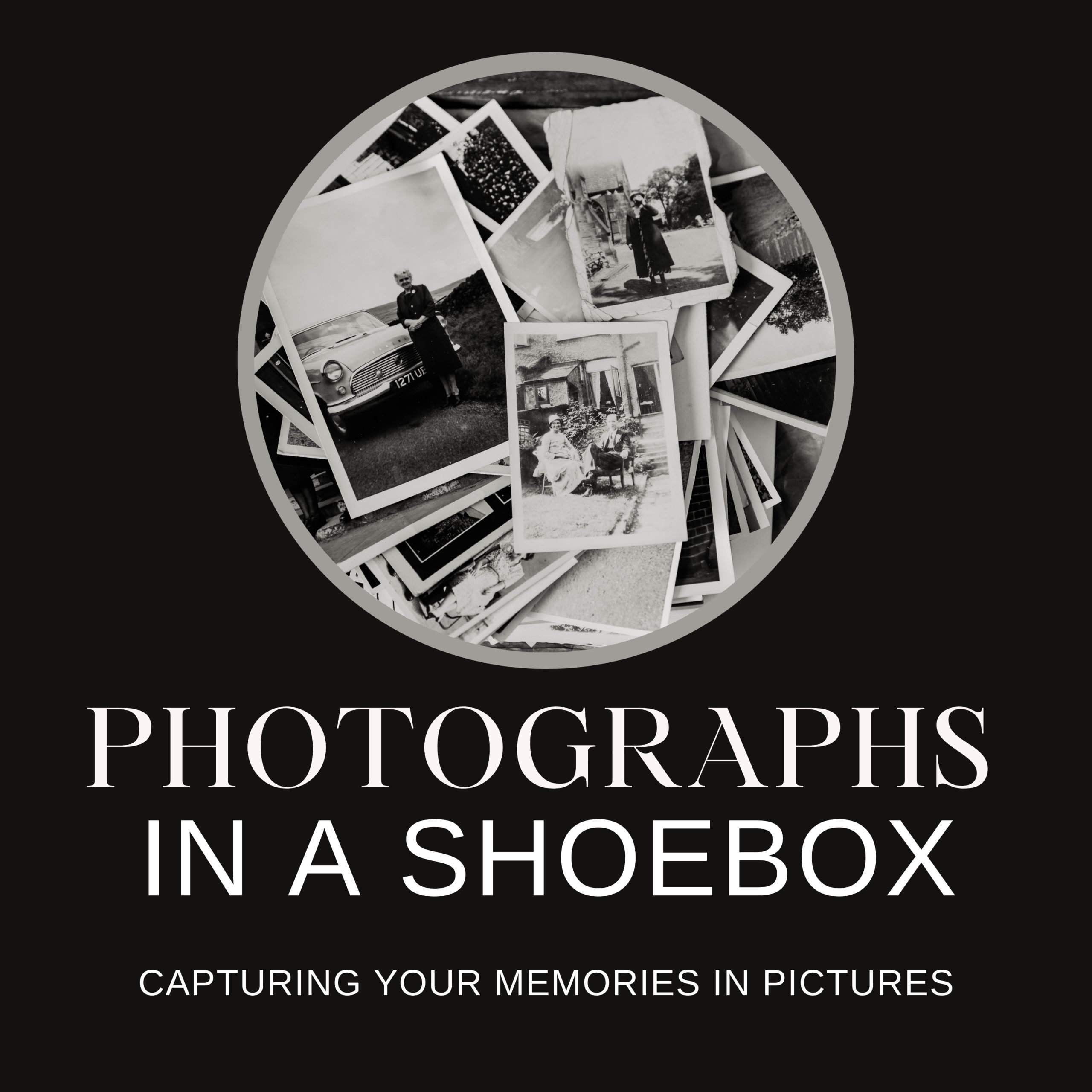 Cover image for podcast - photographs in a shoebox with Sue Kennedy