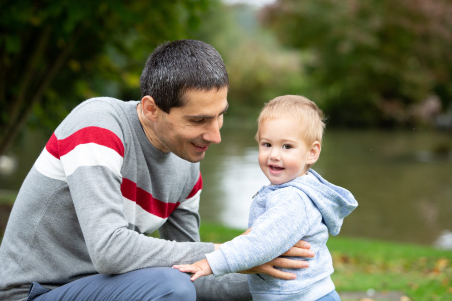 father with baby son- family outdoor portrait