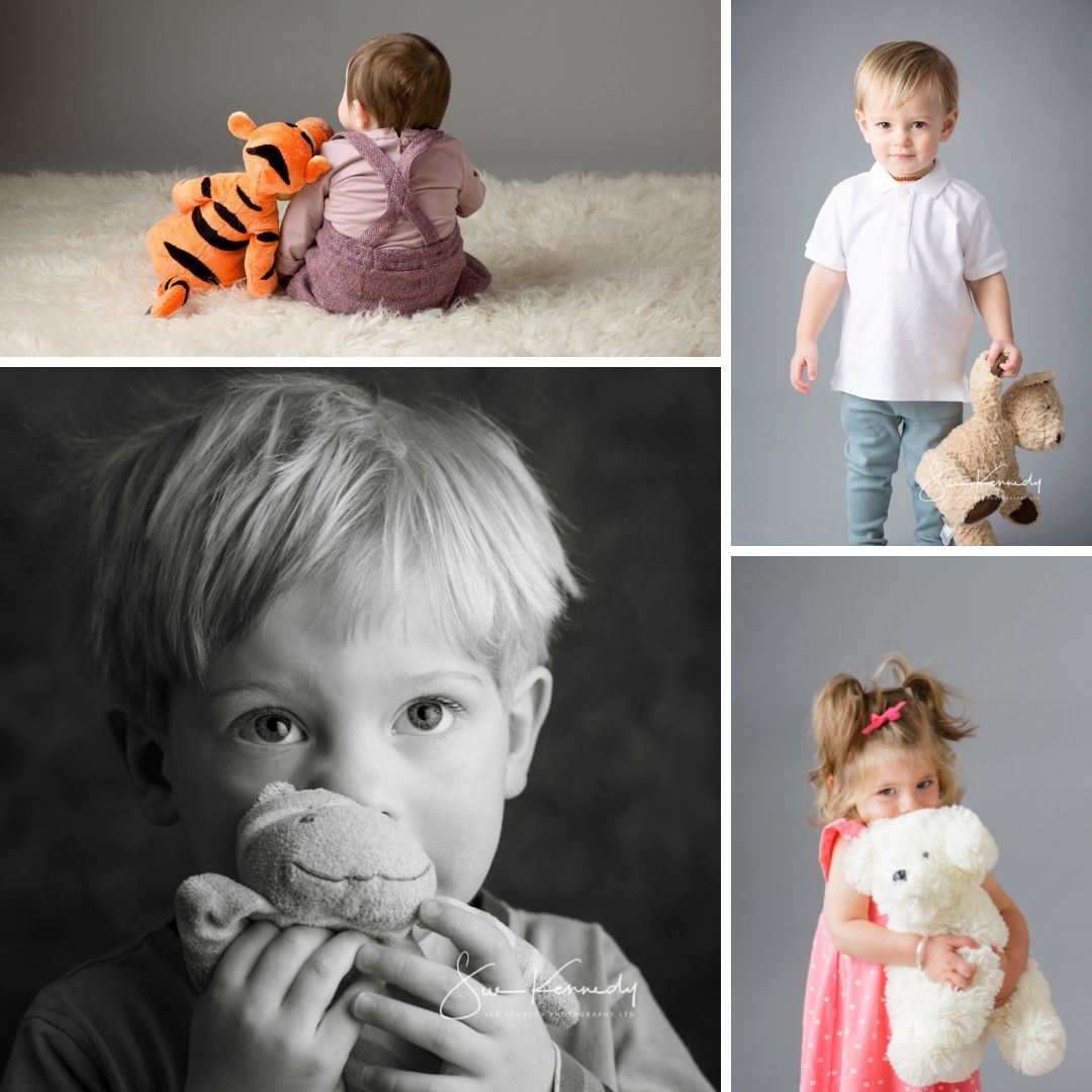 Montage of 4 photographs showing children with their favourite toy