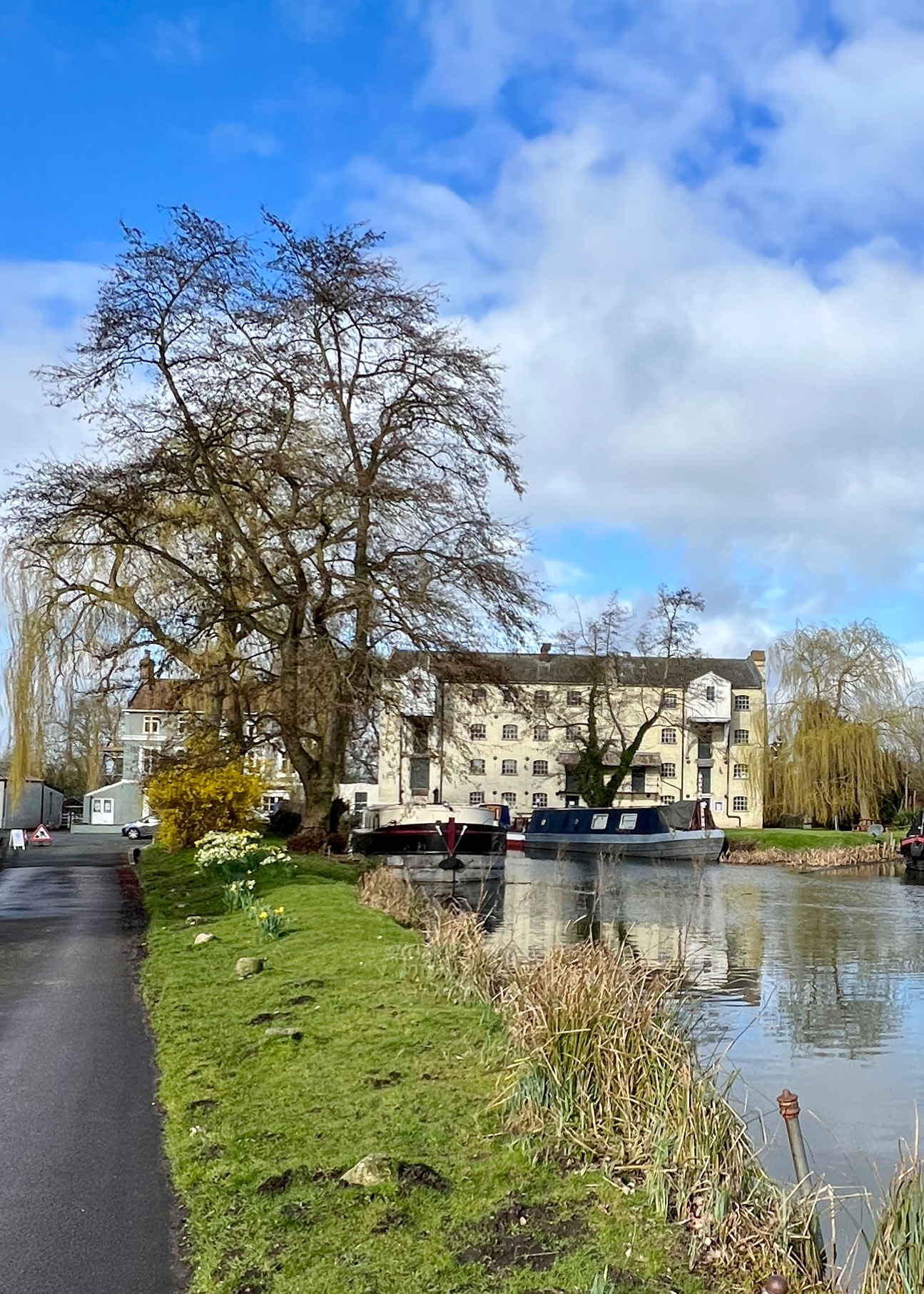 View of Parndon Mill, in Harlow, Essex as you come over the railway bridge with the river to the right hand side.